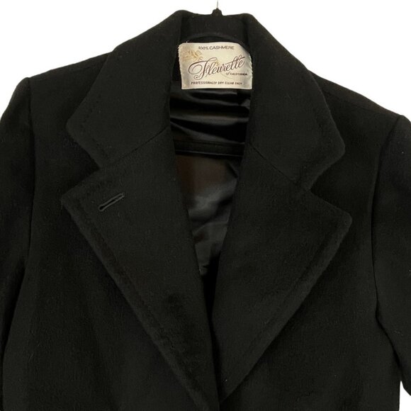 Fleurette 100% Cashmere Notch Collar Two Button Coat Black - Picture 4 of 9